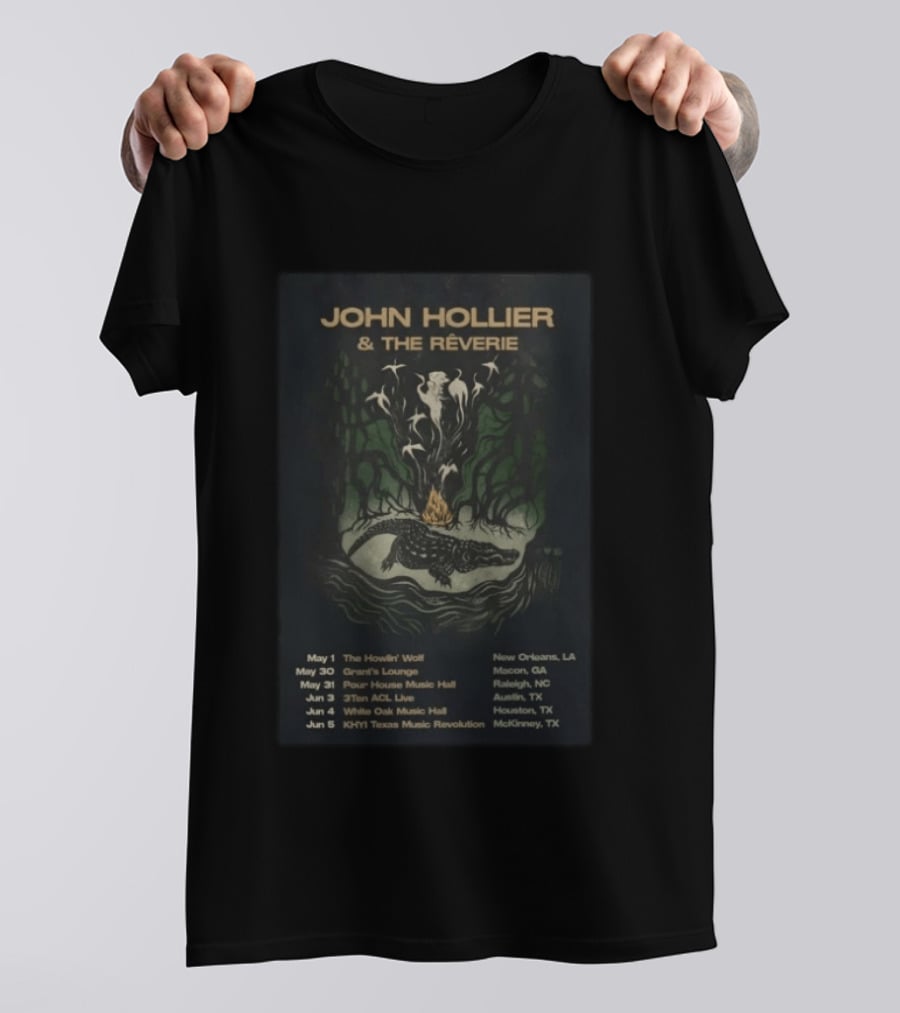 John Hollier & The Rêverie May 2026 Tour New Orleans Raleigh Austin Houston McKinney T-Shirt