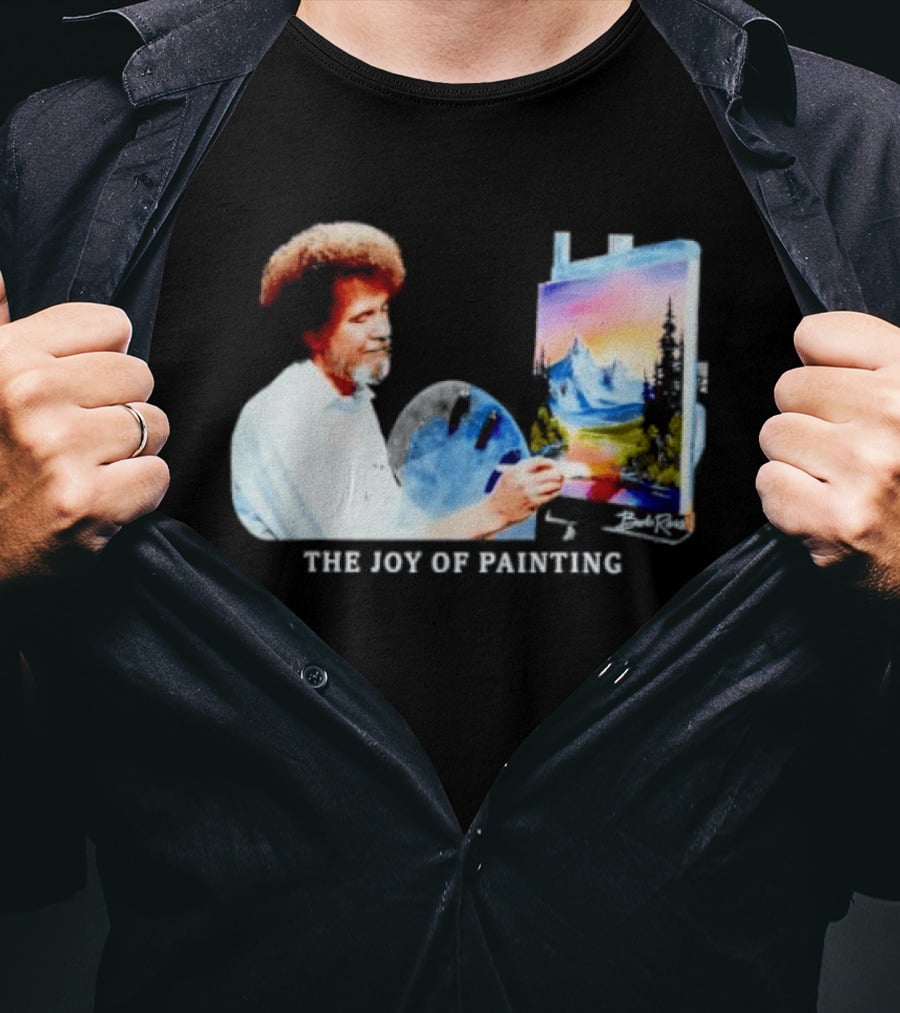 Bob Ross The Joy Of Painting Mountains And Sunset Scene T-Shirt