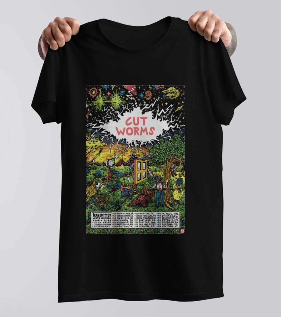 Cut Worms Transmitter North American 2026 Tour Philadelphia Austin Los Angeles New York T-Shirt