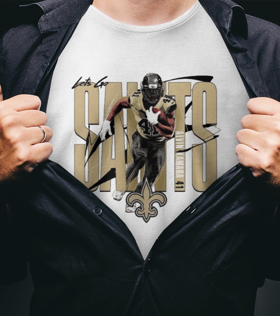 Let's Go Saints Alvin Kamara 41 New Orleans Fleur De Lis T-Shirt