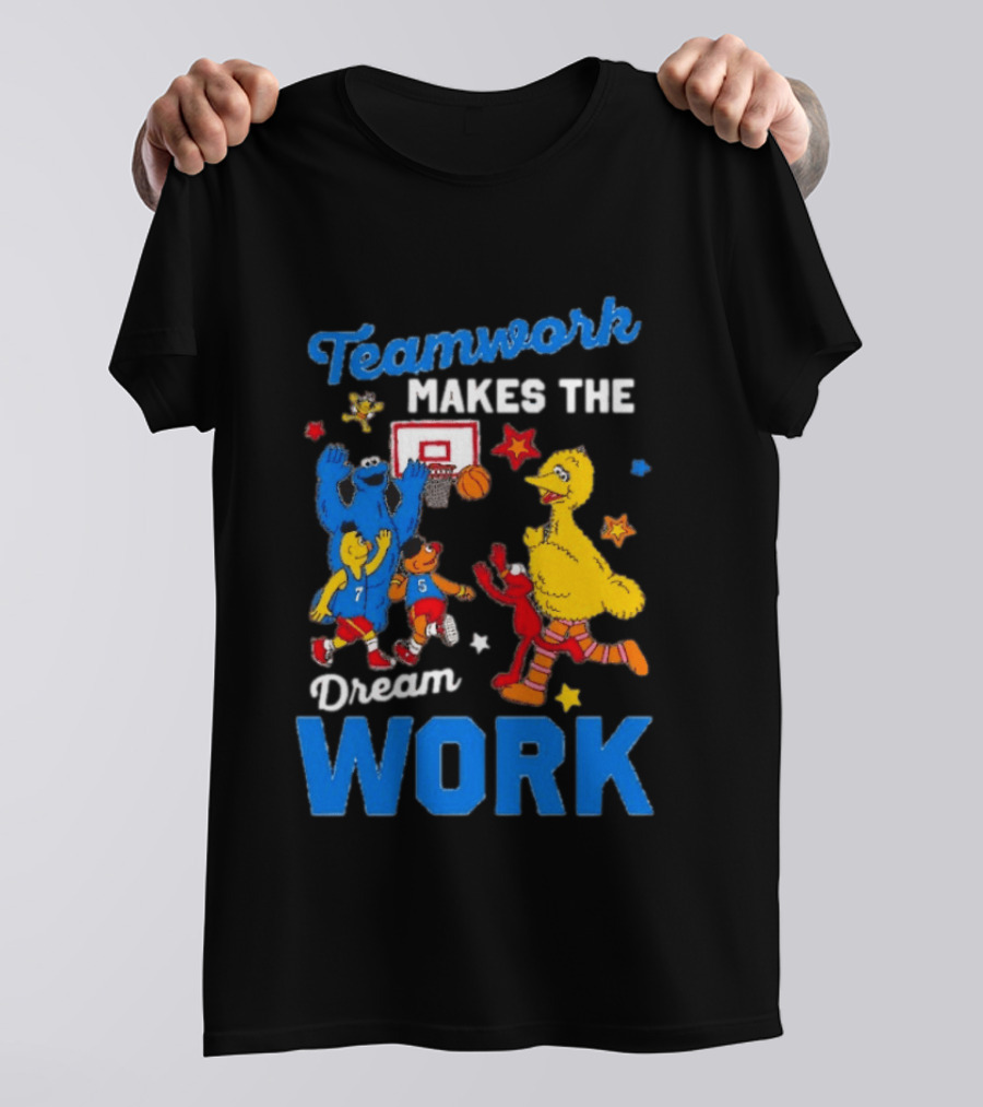 Teamwork Makes The Dream Work Sesame Street Basketball Slam Dunk T-Shirt