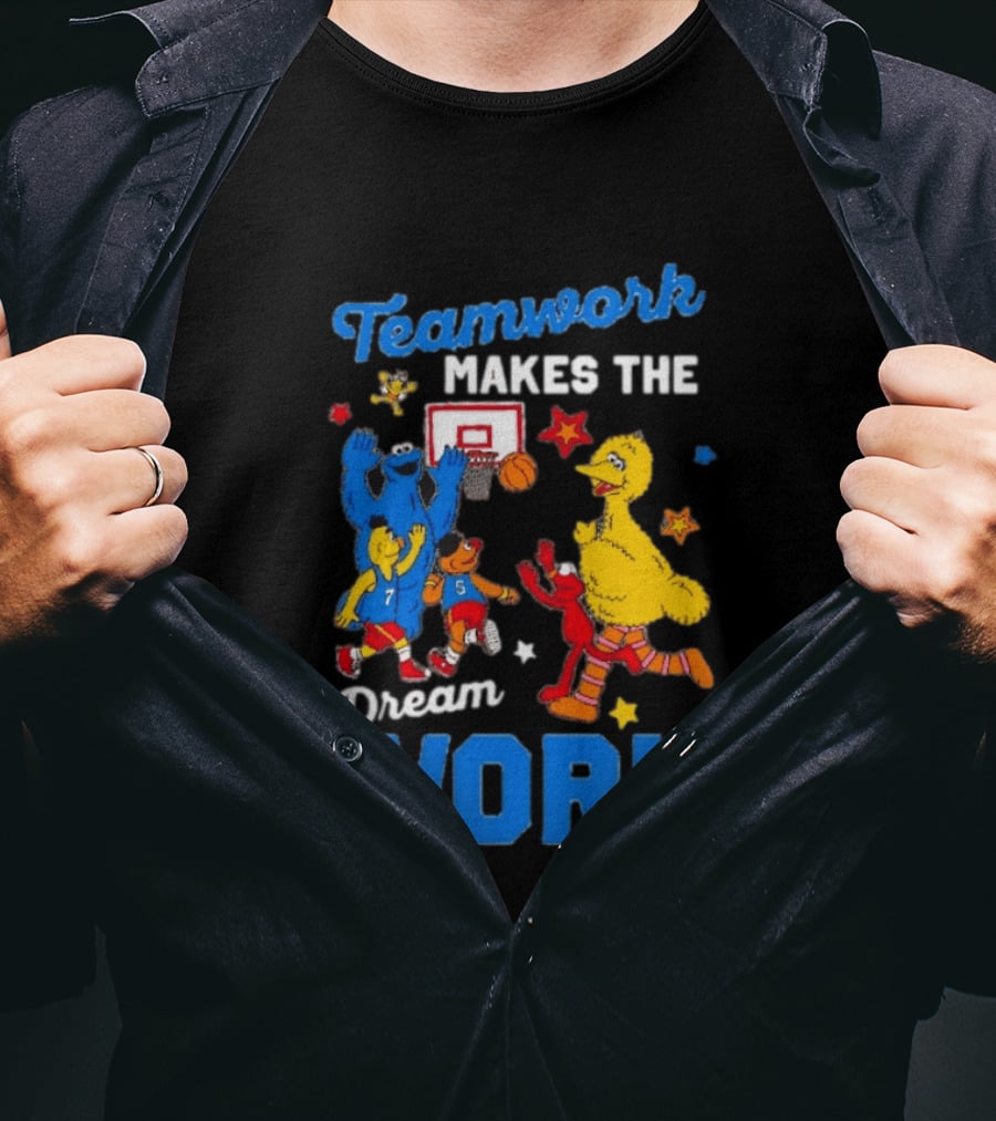 Teamwork Makes The Dream Work Sesame Street Basketball Slam Dunk T-Shirt