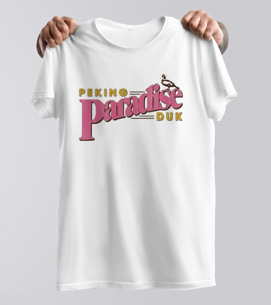 Peking Duk Paradise Bold Pink Yellow Text With Duck T-Shirt