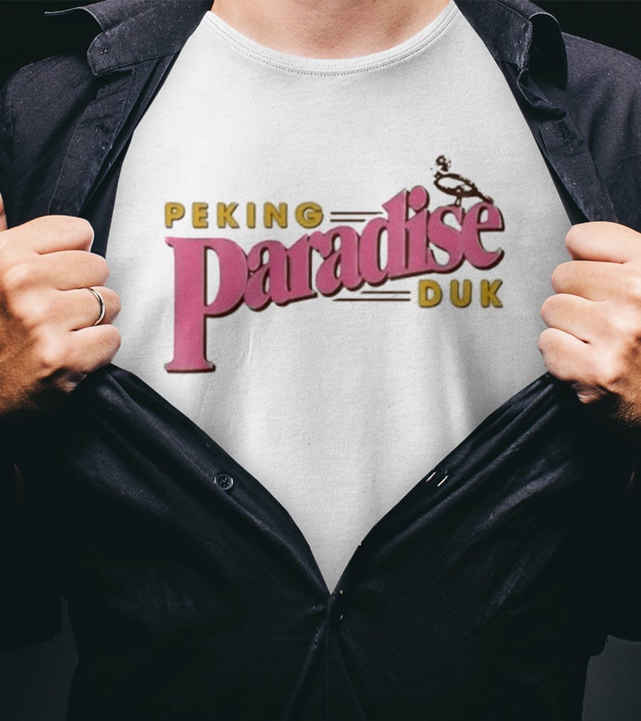 Peking Duk Paradise Bold Pink Yellow Text With Duck T-Shirt