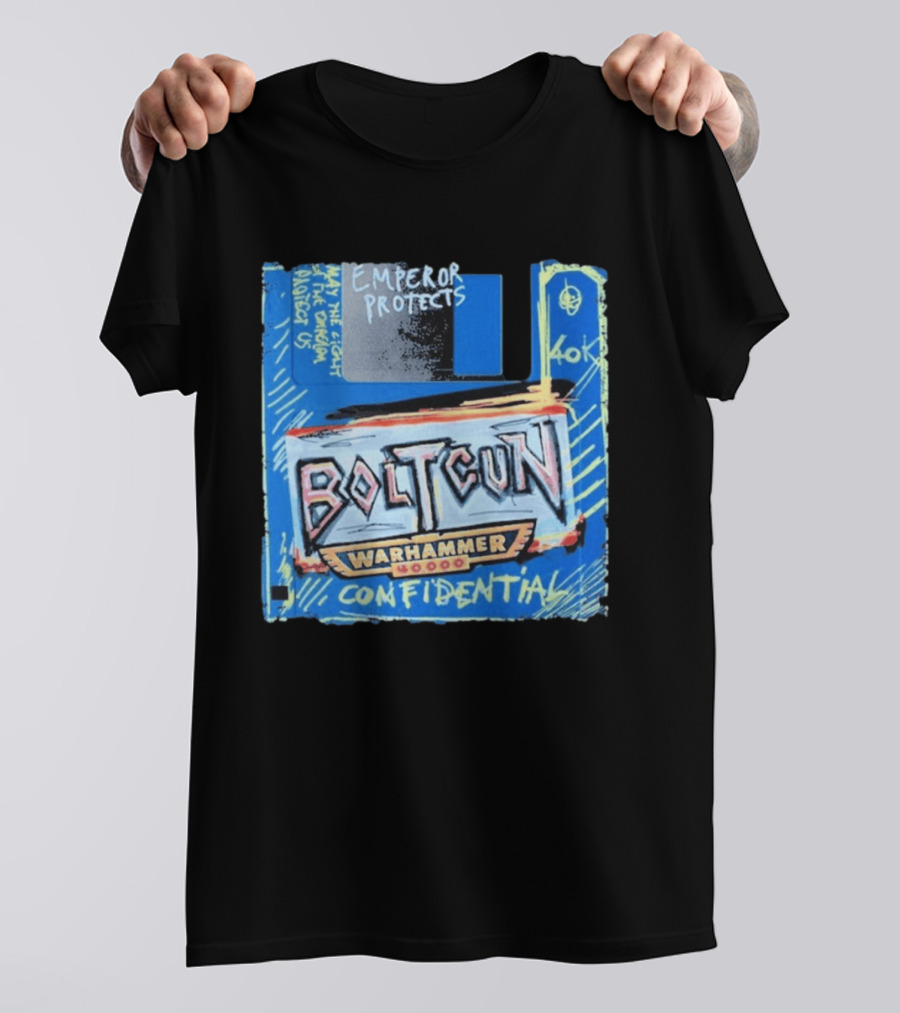 Warhammer 40K Boltgun Emperor Protects Confidential Floppy Disk T-Shirt