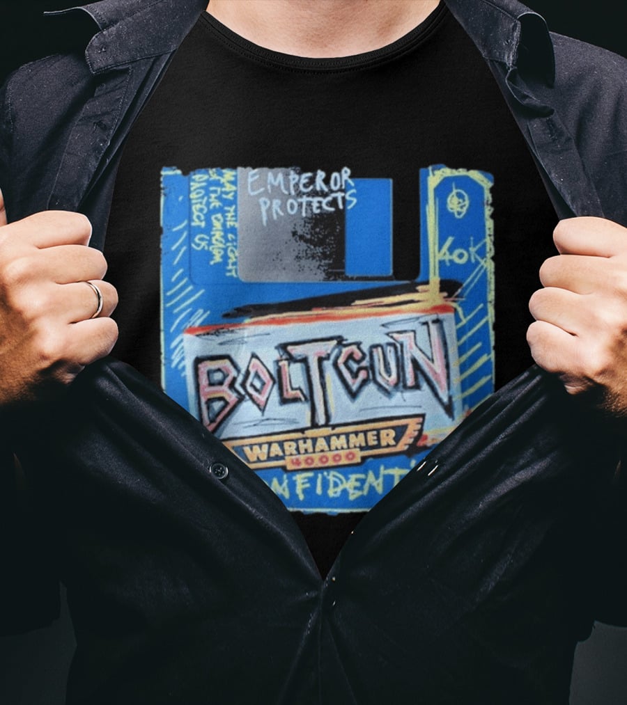 Warhammer 40K Boltgun Emperor Protects Confidential Floppy Disk T-Shirt