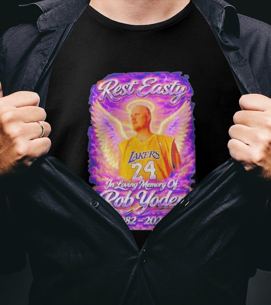 Rest Easty Lakers 24 Tribute In Loving Memory Of Rob Yoder 1982 2026 T-Shirt