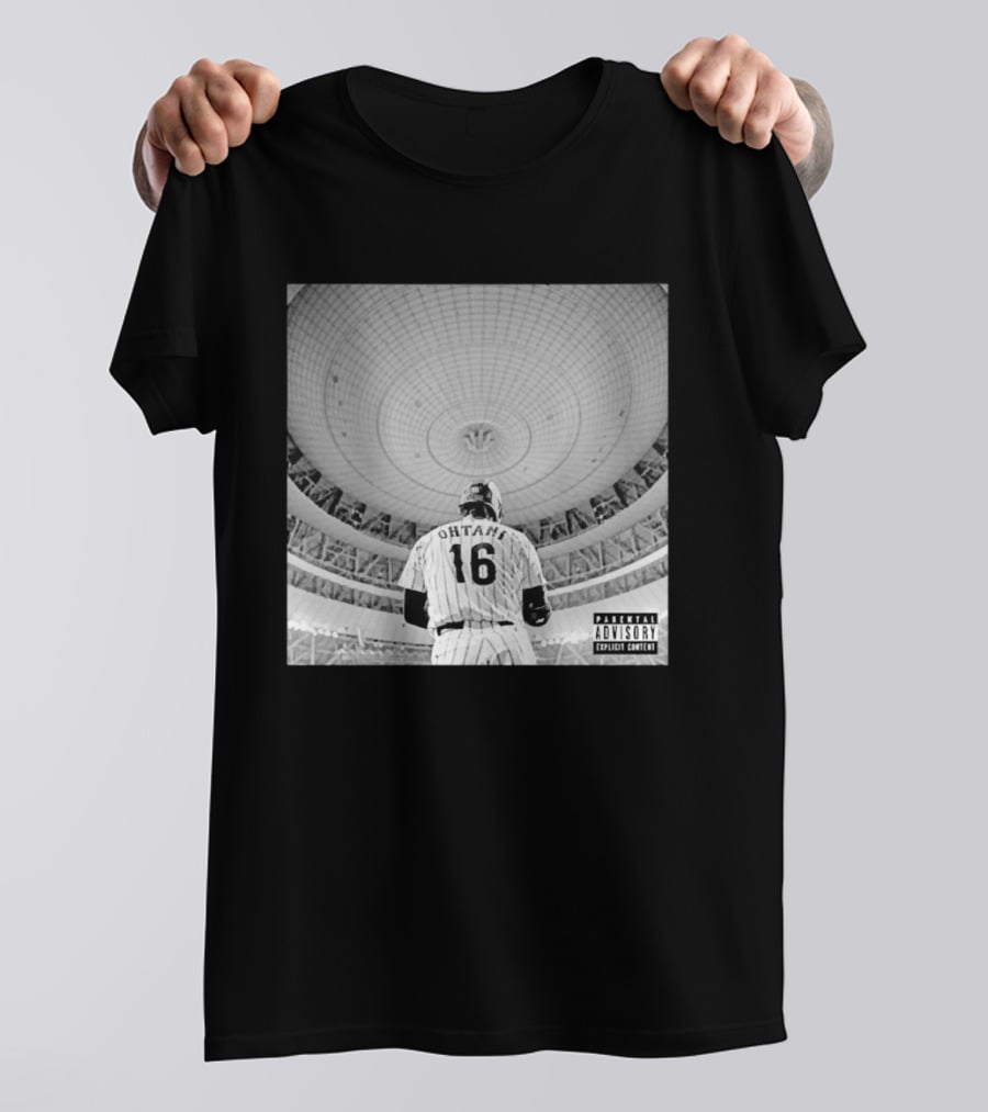 Shohei Ohtani 16 Album Cover Parental Advisory Explicit Content Stadium Dome T-Shirt