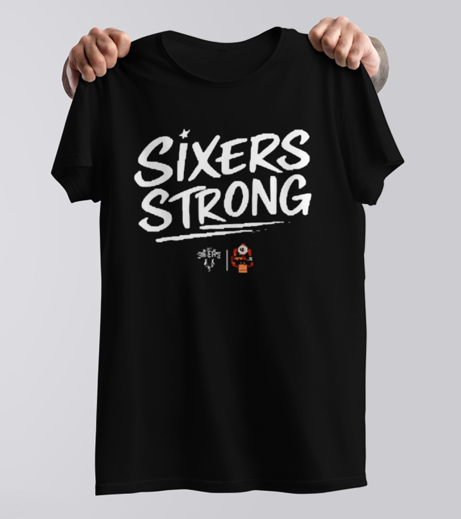 Sixers Strong Blue Licensed Santa Basketball T-Shirt