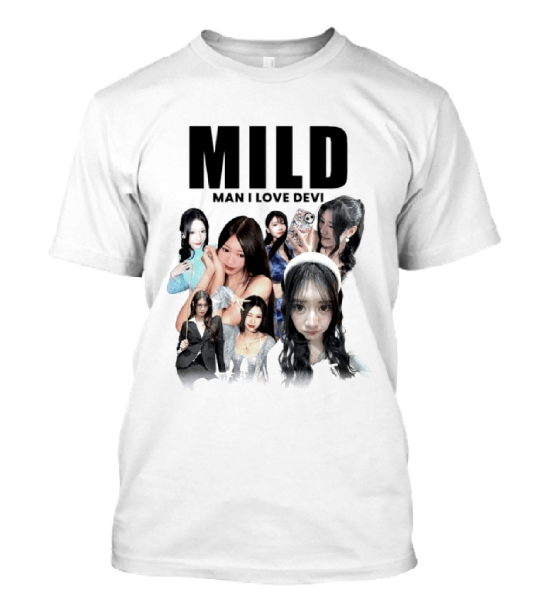 Mild Man I Love Devi Multi Portrait Collage T-Shirt