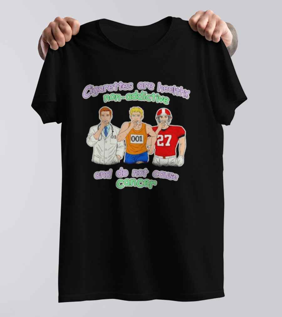 Cigarettes Are Healthy Non Addictive Doctor Athlete 001 Football Player 27 Do Not Cause Cancer T-Shirt