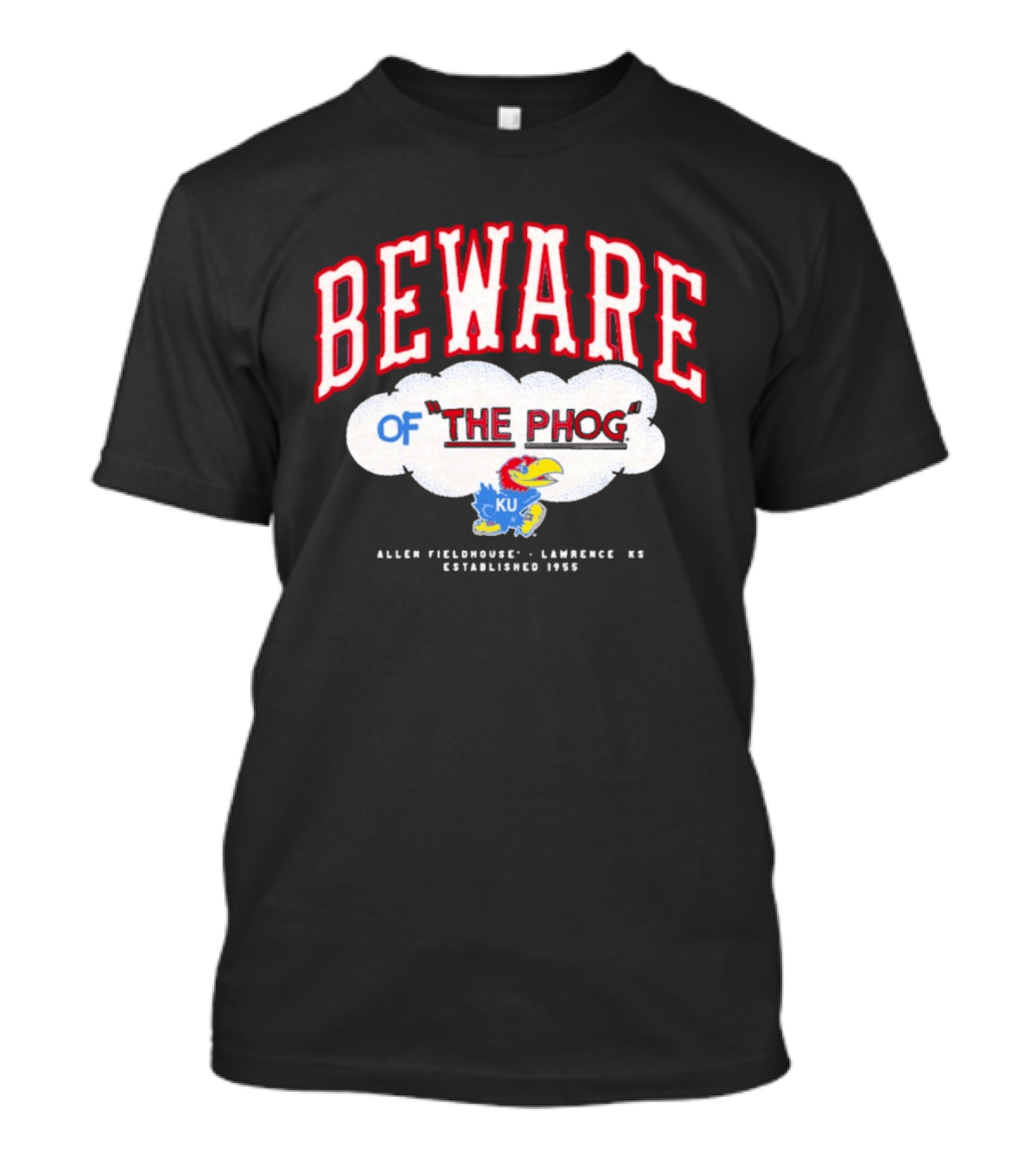 Beware Of The Phog Kansas Jayhawks Basketball Allen Fieldhouse 1955 T-Shirt