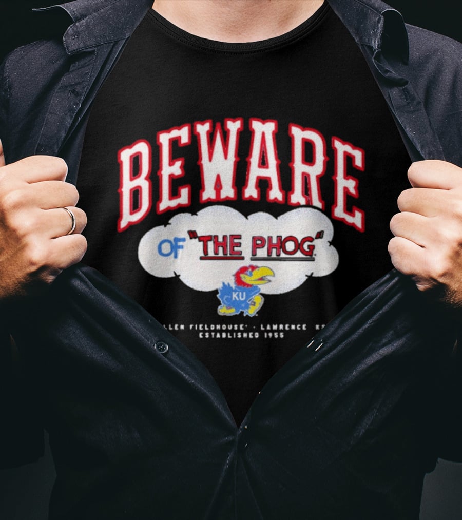 Beware Of The Phog Kansas Jayhawks Basketball Allen Fieldhouse 1955 T-Shirt