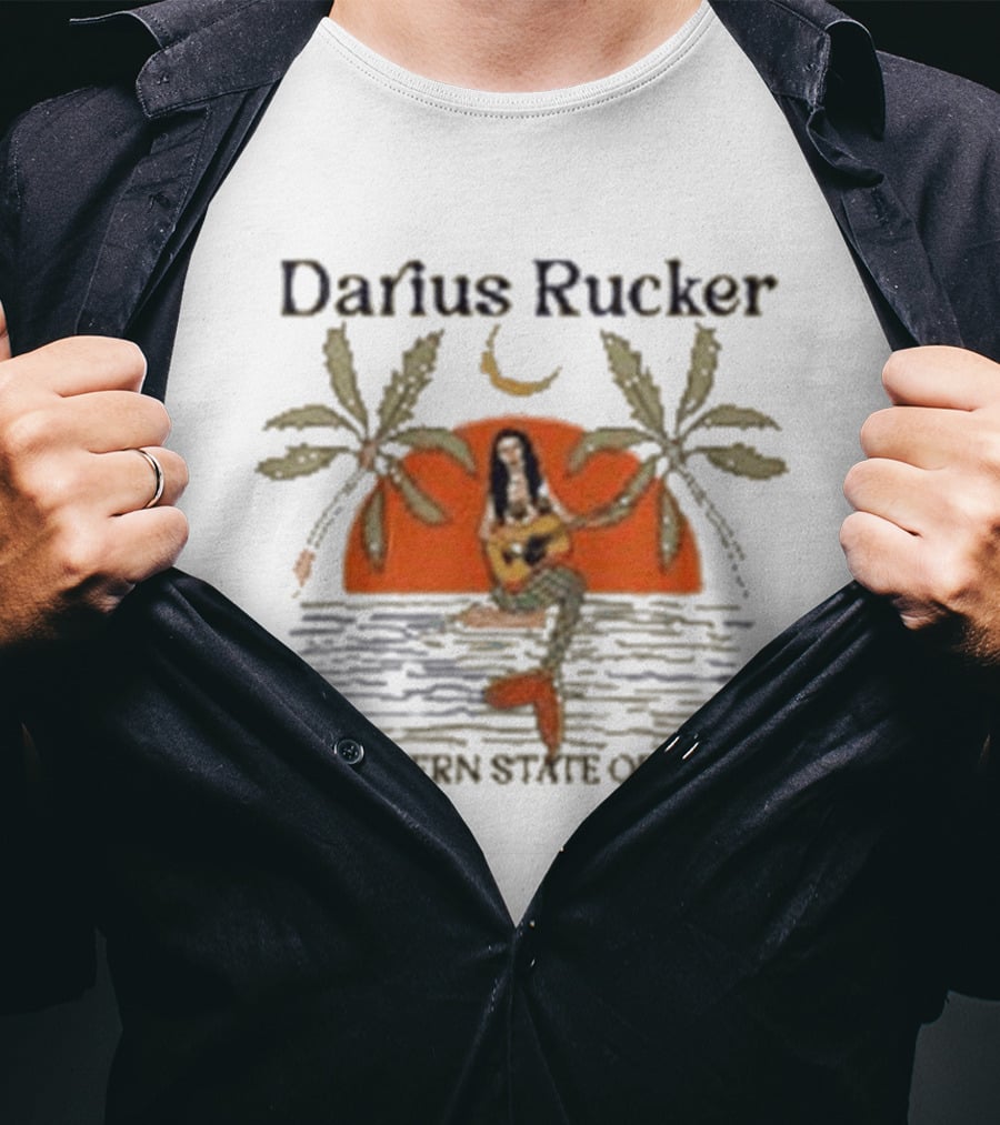 Darius Rucker Southern State Of Mind Mermaid Palm Trees Sunset Scene T-Shirt