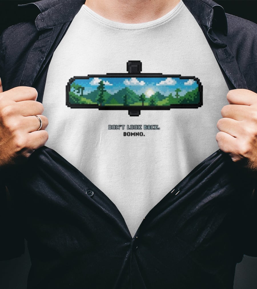 Don't Look Back Pixel Art Rearview Domno T-Shirt