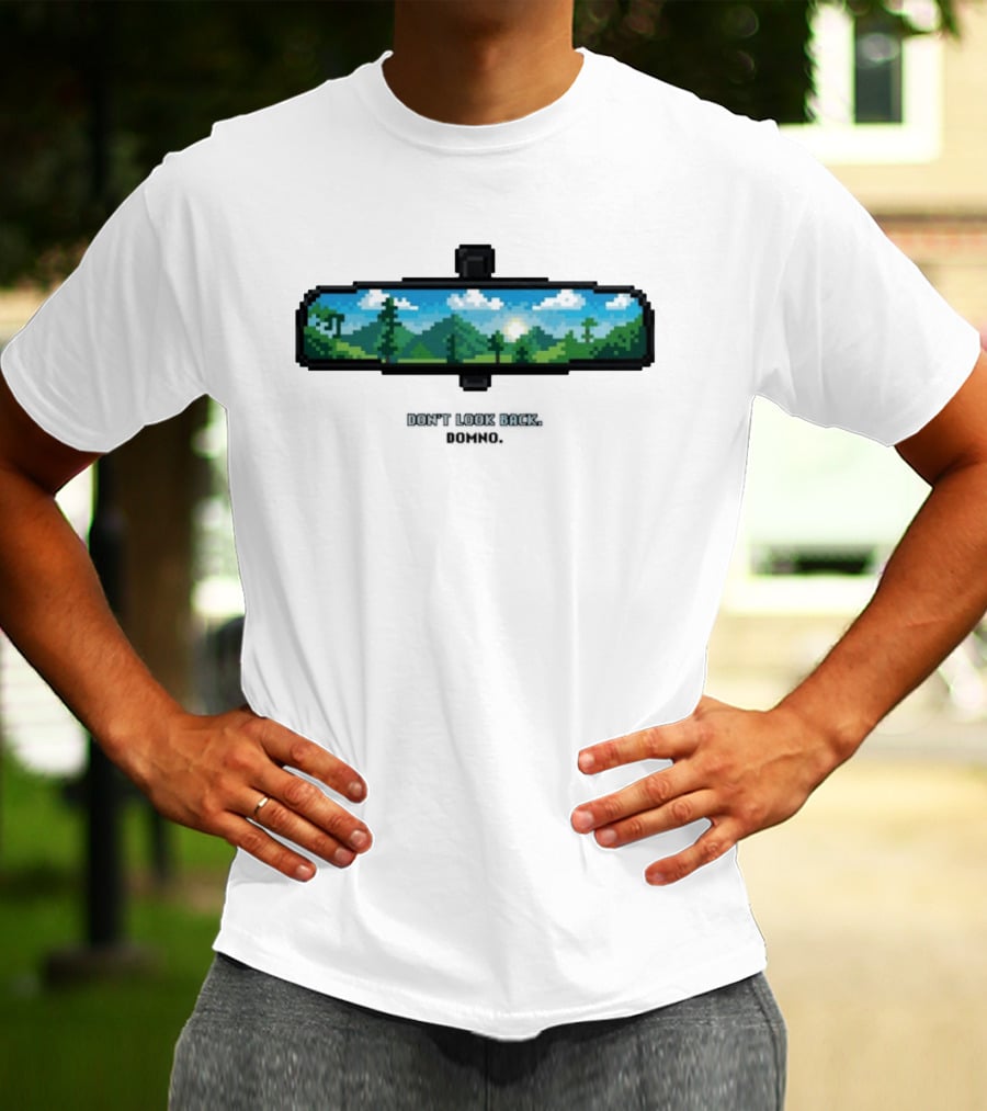 Don't Look Back Pixel Art Rearview Domno T-Shirt