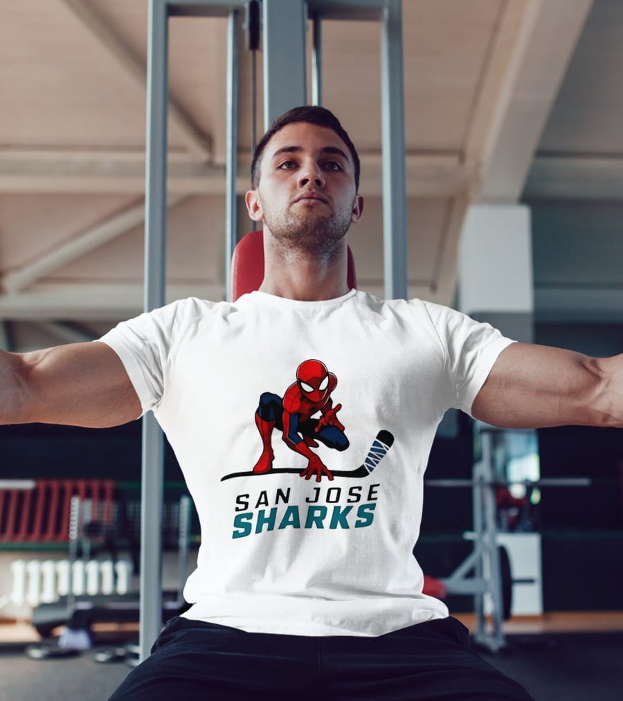 Spider Man San Jose Sharks Hockey Collaboration T-Shirt