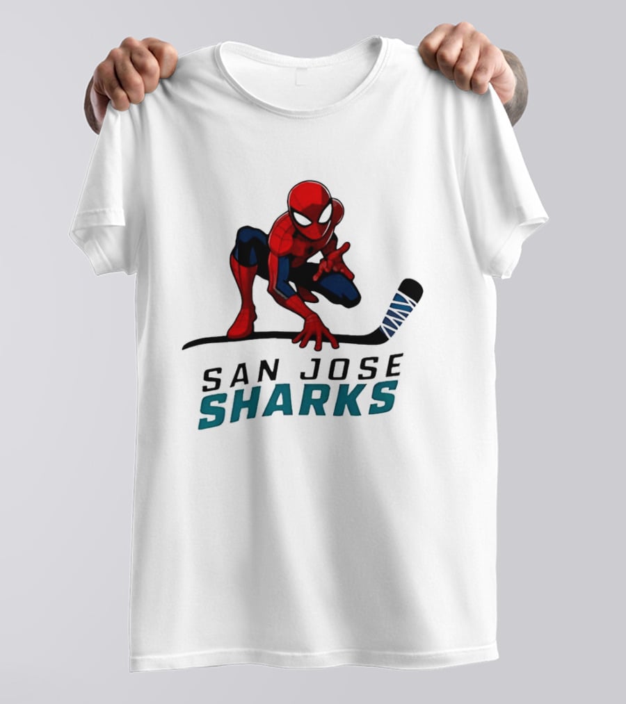 Spider Man San Jose Sharks Hockey Collaboration T-Shirt