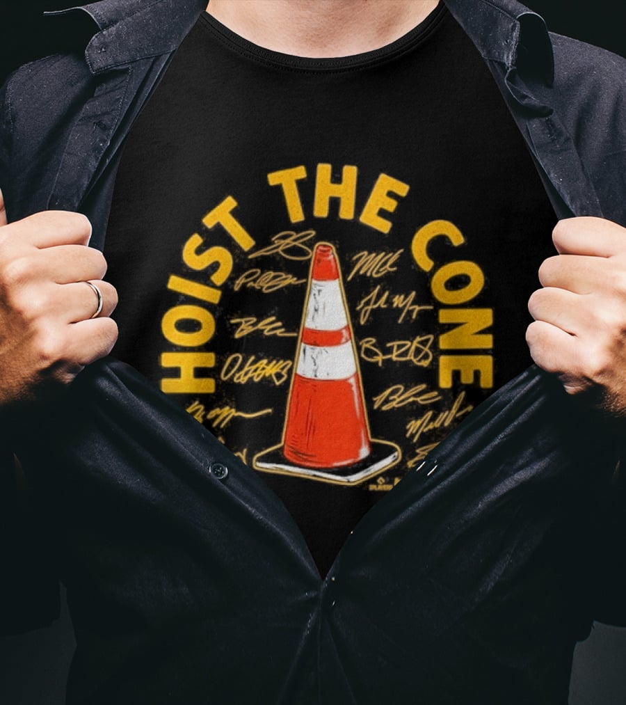 Pittsburgh Baseball Hoist The Cone Signatures Traffic Cone T-Shirt