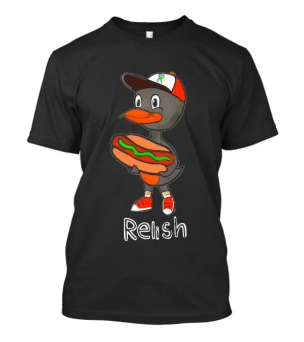 Relish Baltimore Orioles MLB Cartoon Duck Holding Hot Dog Baseball Hat T-Shirt
