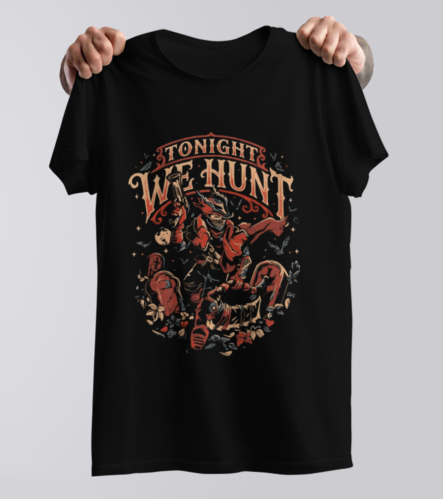 Tonight We Hunt Scythe Wielding Figure Surrounded By Bats T-Shirt