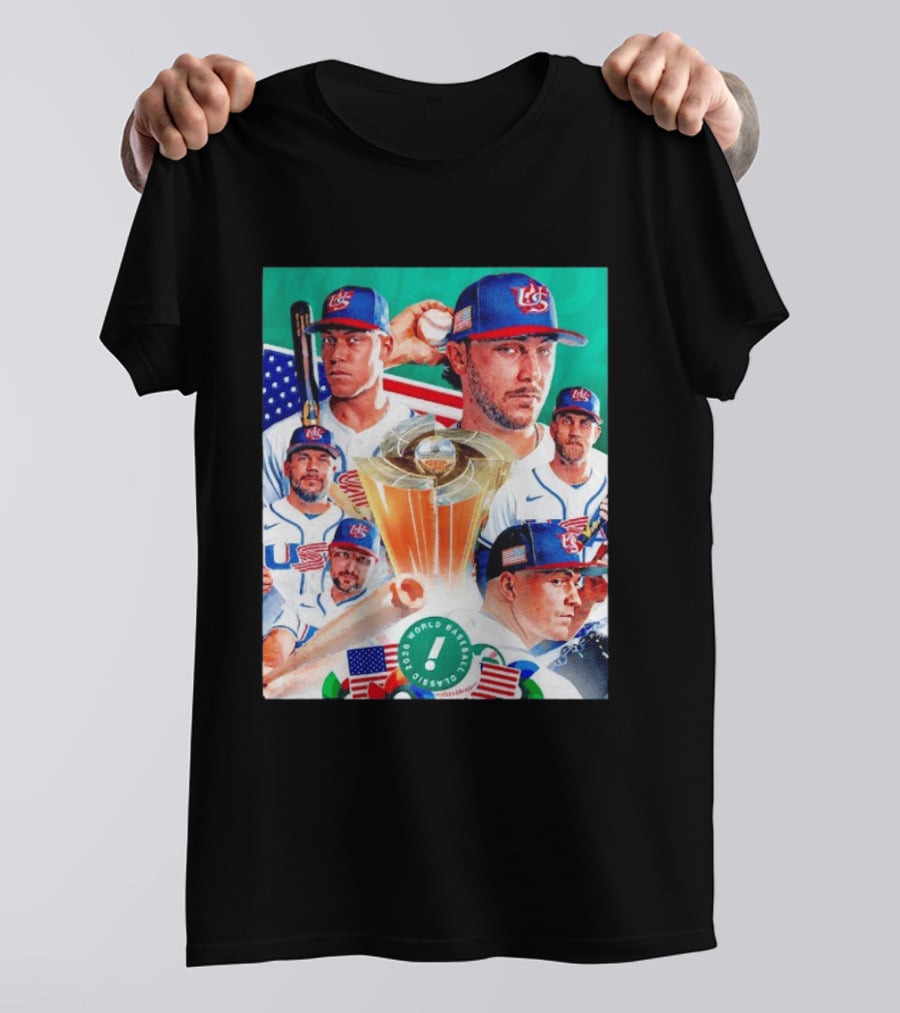 Team USA 2026 World Baseball Classic Players With USA Flag And Trophy T-Shirt