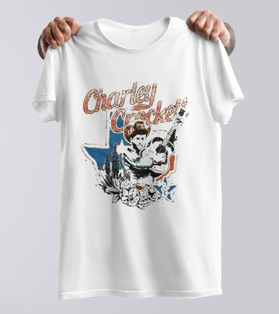 Charley Crockett Texas Guitar Cowboy Bluebonnet T-Shirt
