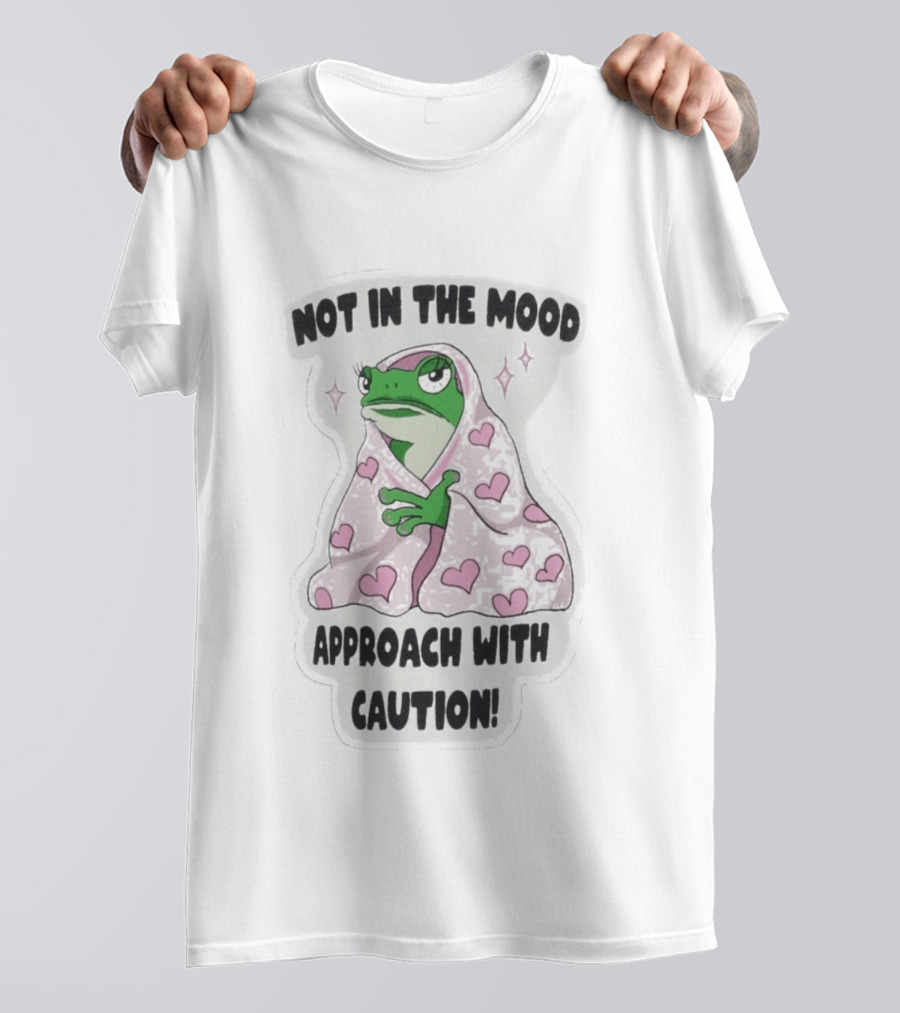 Not In The Mood Frog Wrapped In Blanket Approach With Caution T-Shirt