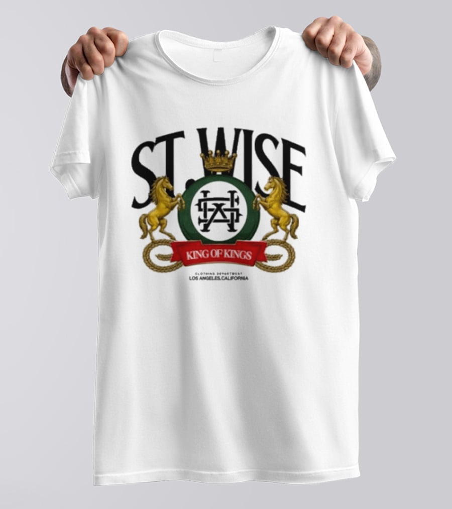 ST Wise Crowned Horse Emblem Los Angeles California T-Shirt