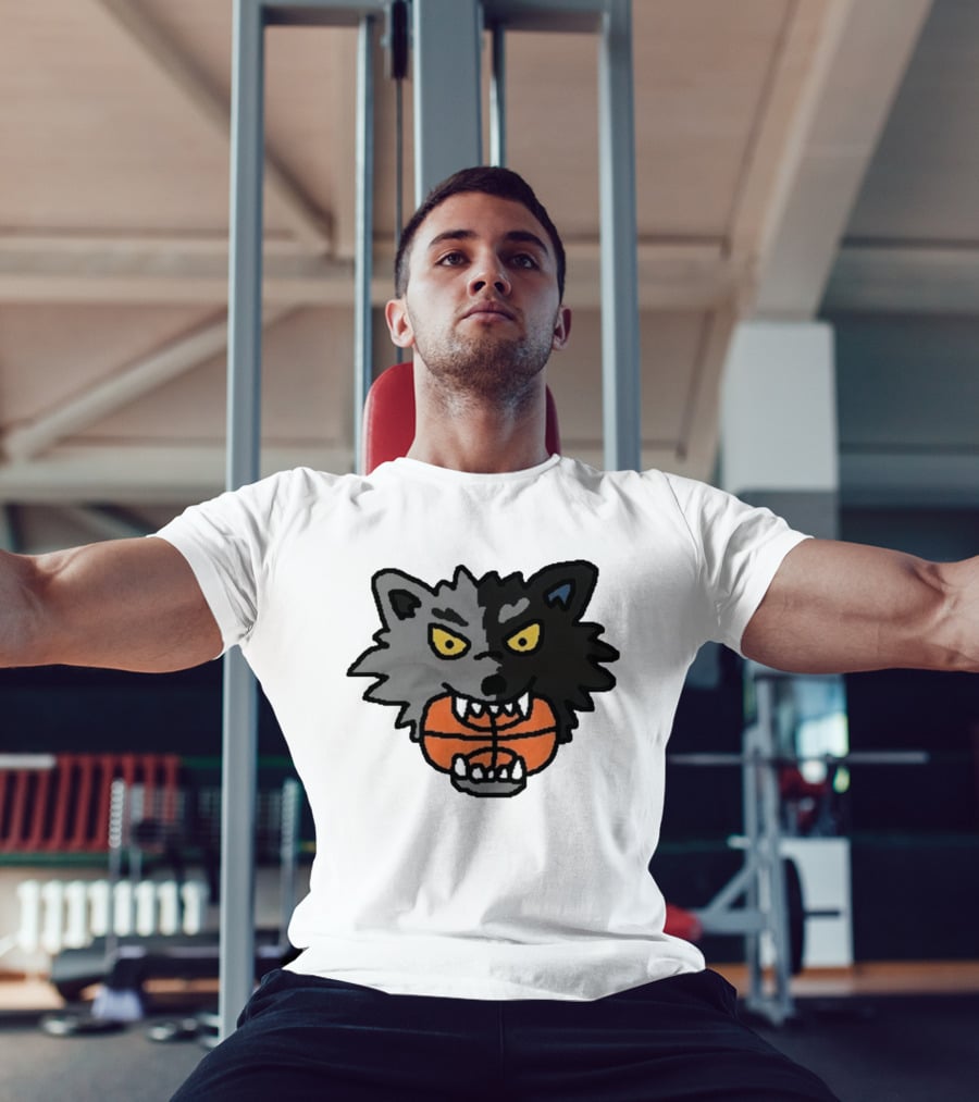 Timberwolves New Profile Pic Two Tone Wolf With Basketball T-Shirt