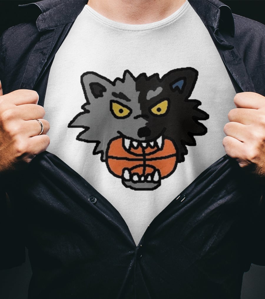 Timberwolves New Profile Pic Two Tone Wolf With Basketball T-Shirt