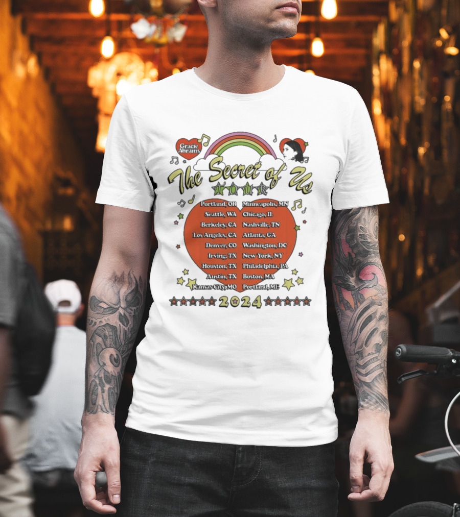 The Secret Of Us Tour 2024 Dates And Cities List With Rainbow And Stars T-Shirt