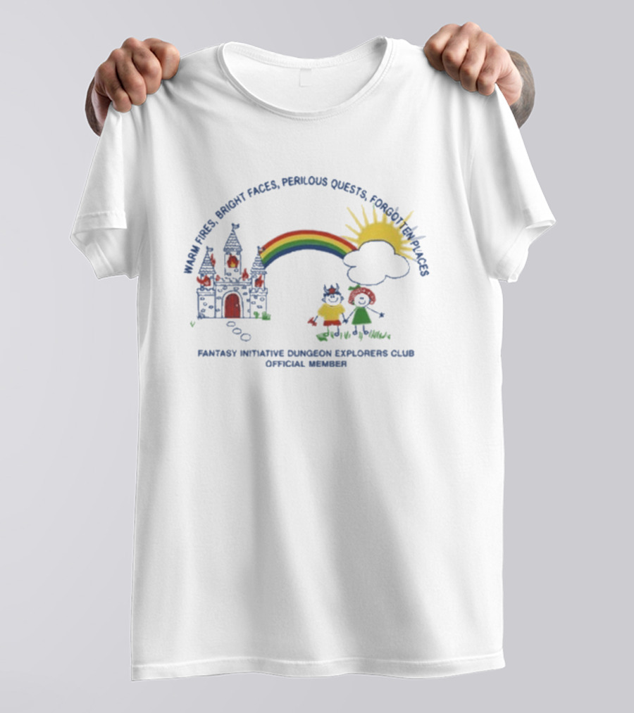 Warm Fires Bright Faces Perilous Quests Forgotten Places Fantasy Initiative Dungeon Explorers Club Official Member T-Shirt