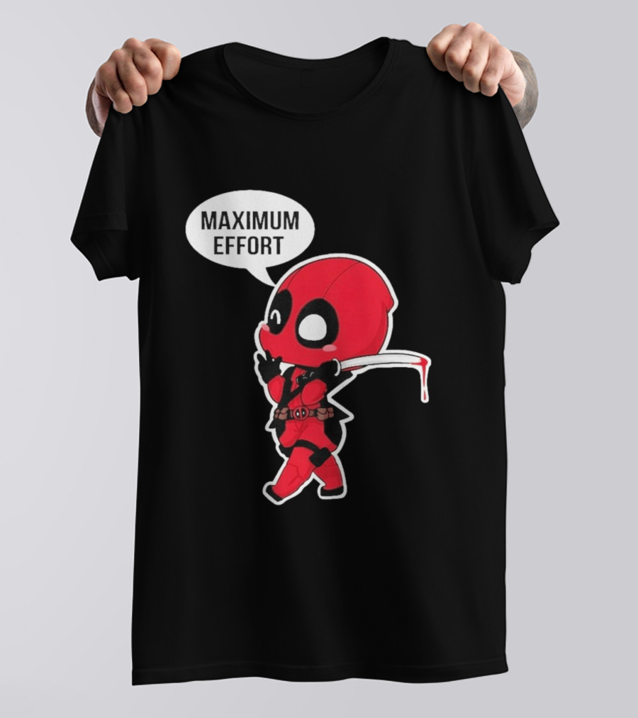 Deadpool Chibi Costume Maximum Effort Speech Bubble T-Shirt