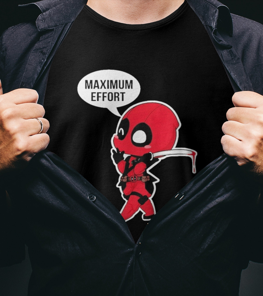 Deadpool Chibi Costume Maximum Effort Speech Bubble T-Shirt