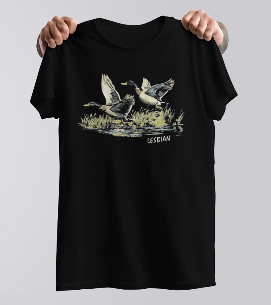 Ducks In Flight Lesbian Wildlife Scene T-Shirt