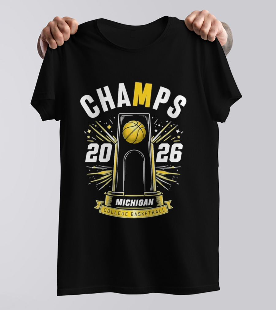 Michigan B.A.S. Champs 2026 College Basketball Victory T-Shirt