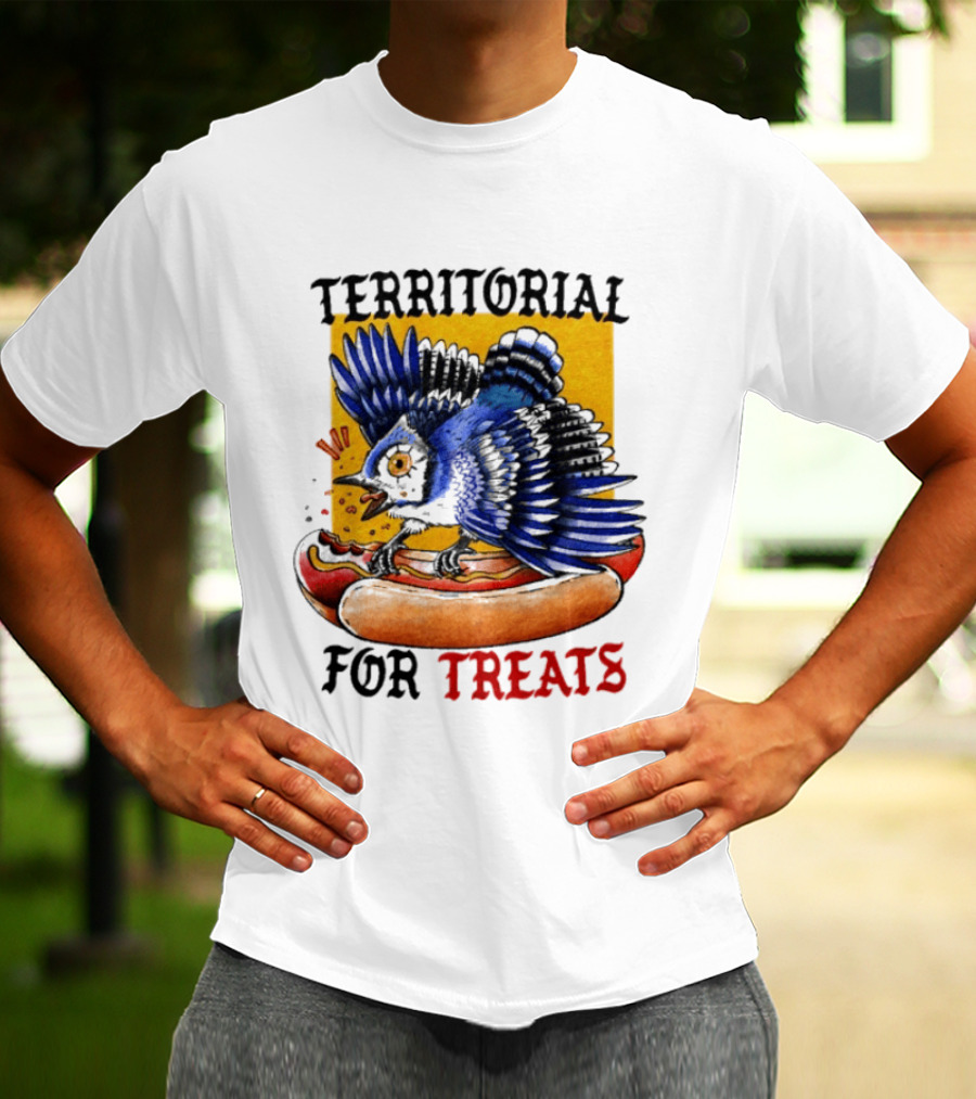 Territorial Bird With Hotdog For Treats T-Shirt