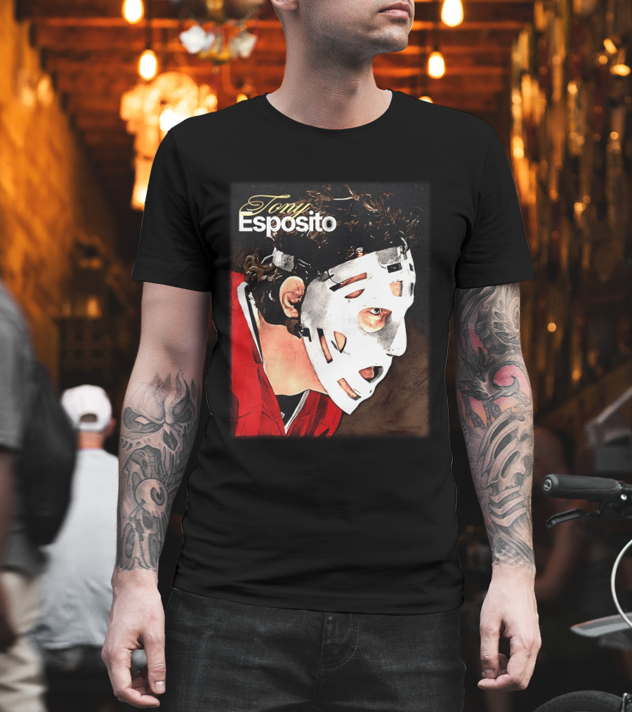 Tony Esposito Chicago Blackhawks NHL Mask Retro Hockey T-Shirt