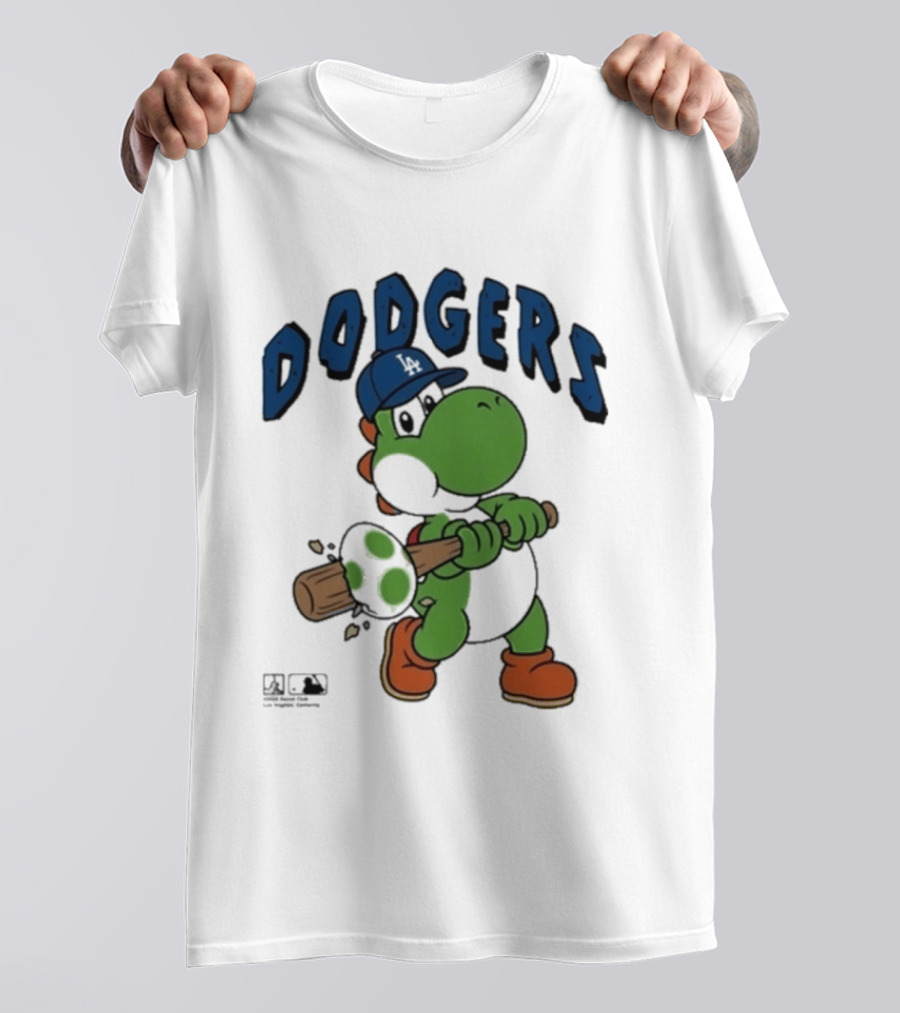 Dodgers Yoshi Baseball Bat Orange Shoes Blue Hat T-Shirt