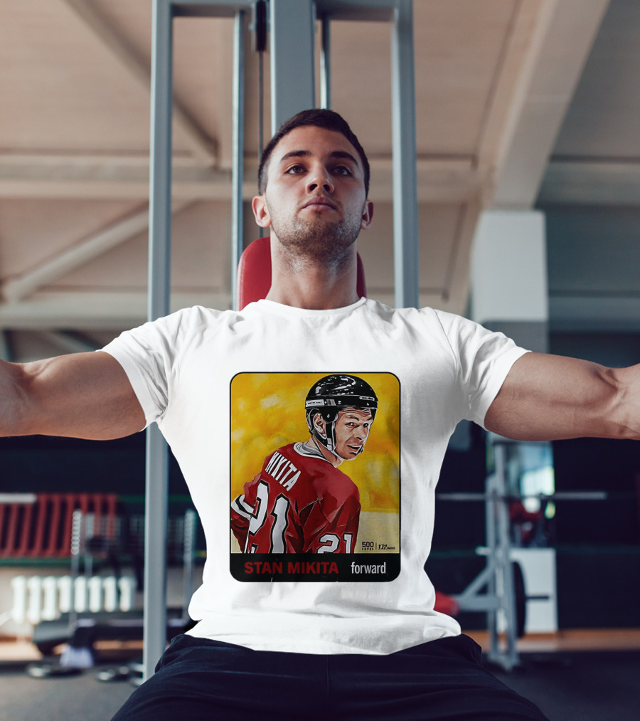 Stan Mikita Forward Chicago Blackhawks NHL Alumni Card 500 Level T-Shirt