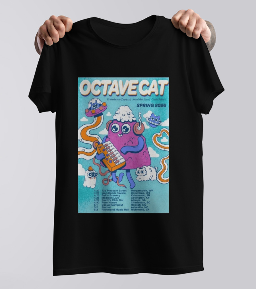Octave Cat Tour 2026 Eli Winderman Jesse Miller Charlie Patierno T-Shirt