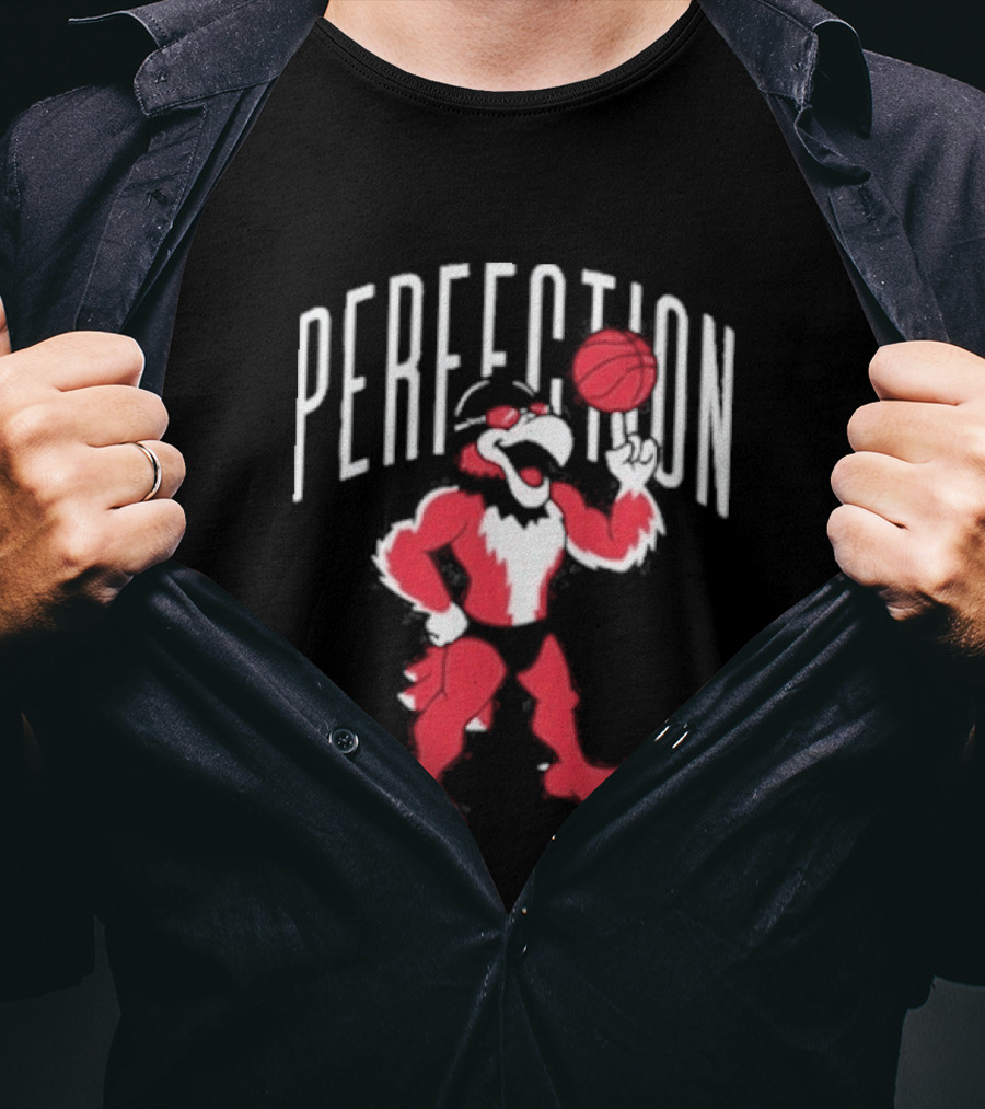 Perfection Basketball Mascot Red And White T-Shirt