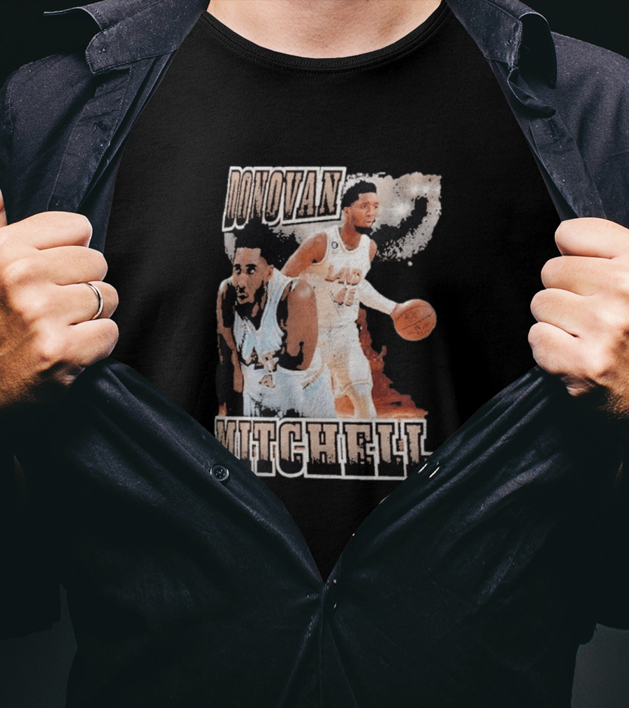 Donovan Mitchell Cleveland Cavaliers Player Portrait With Team T-Shirt