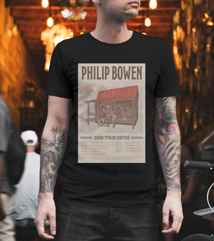Philip Bowen 2026 Tour Dates Charleston Morgantown Charlotte Dunn Lake Orion Ann Arbor Cincinnati Mt Vernon T-Shirt