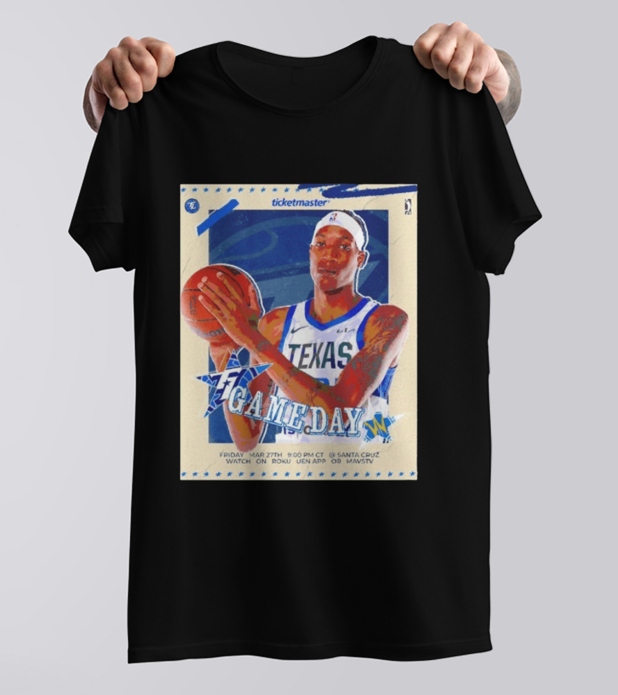 Jamarion Sharp Texas Legends Game Day March 27 Santa Cruz NBA Roku UEN APP MAVSTV T-Shirt