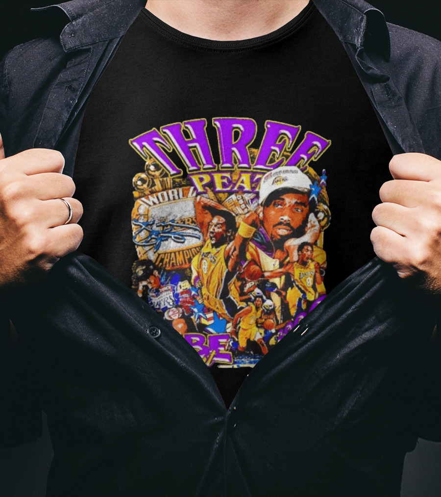 Three Peat Kobe Bryant Los Angeles Lakers World Champions 2000 2001 2002 T-Shirt