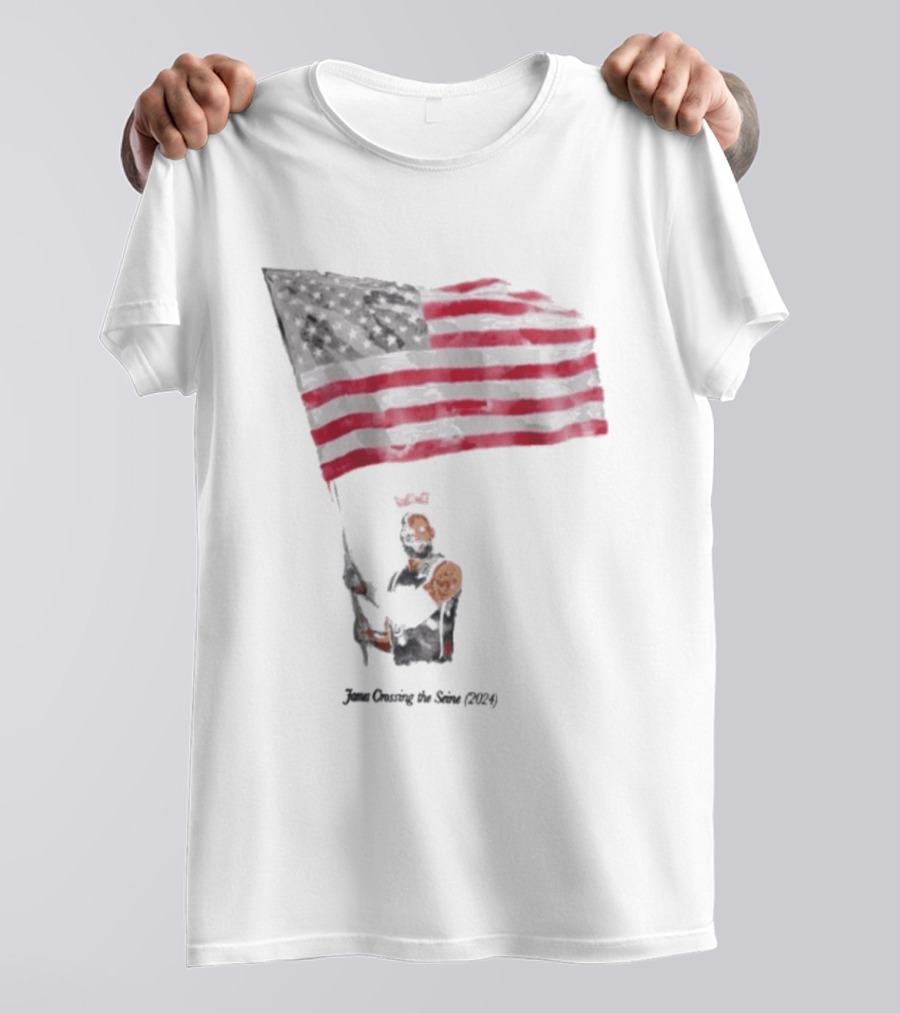 James Crossing The Seine 2024 American Flag T-Shirt