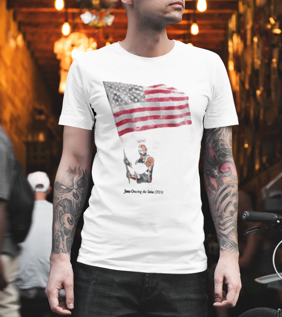 James Crossing The Seine 2024 American Flag T-Shirt