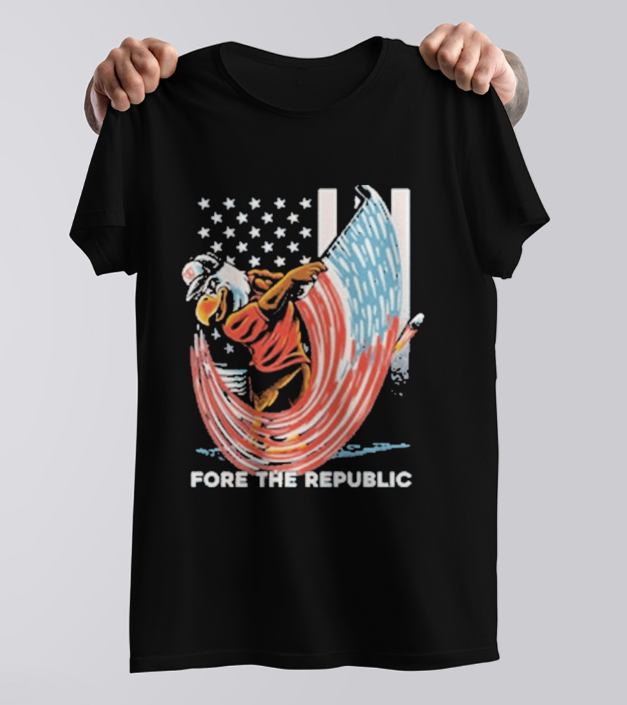 Old Row Golf American Flag Swing Fore The Republic T-Shirt